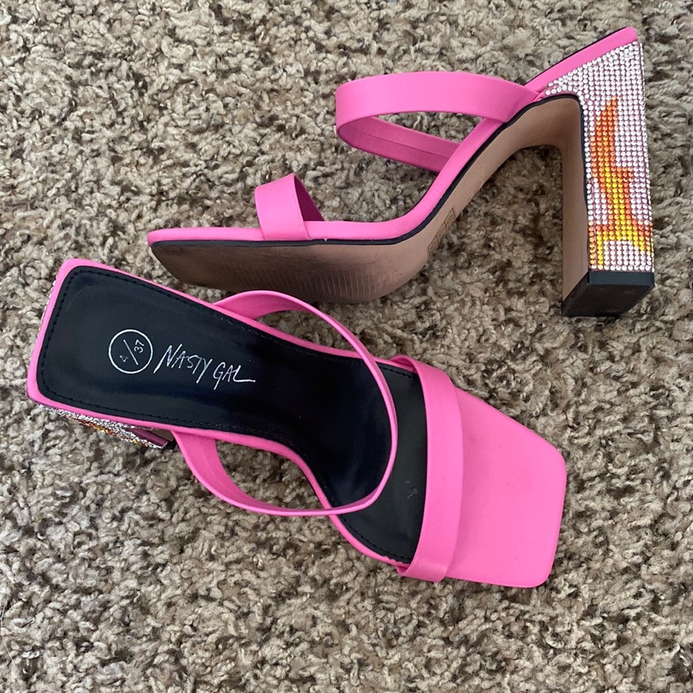 Hot Pink Flame Rhinestone Heels